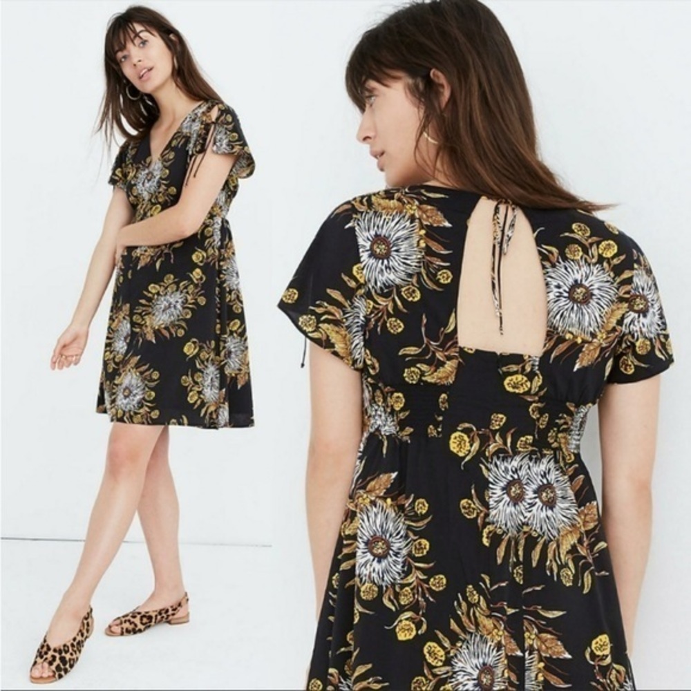 Madewell Painted Blooms Open Back Mini Dress Sz 00/XS. Like New - Picture 1 of 7